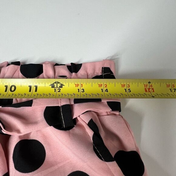 HXH Ruffle Detail Polka Dot Wide Leg Pants PINK BLACK SIZE XL - Picture 10 of 11